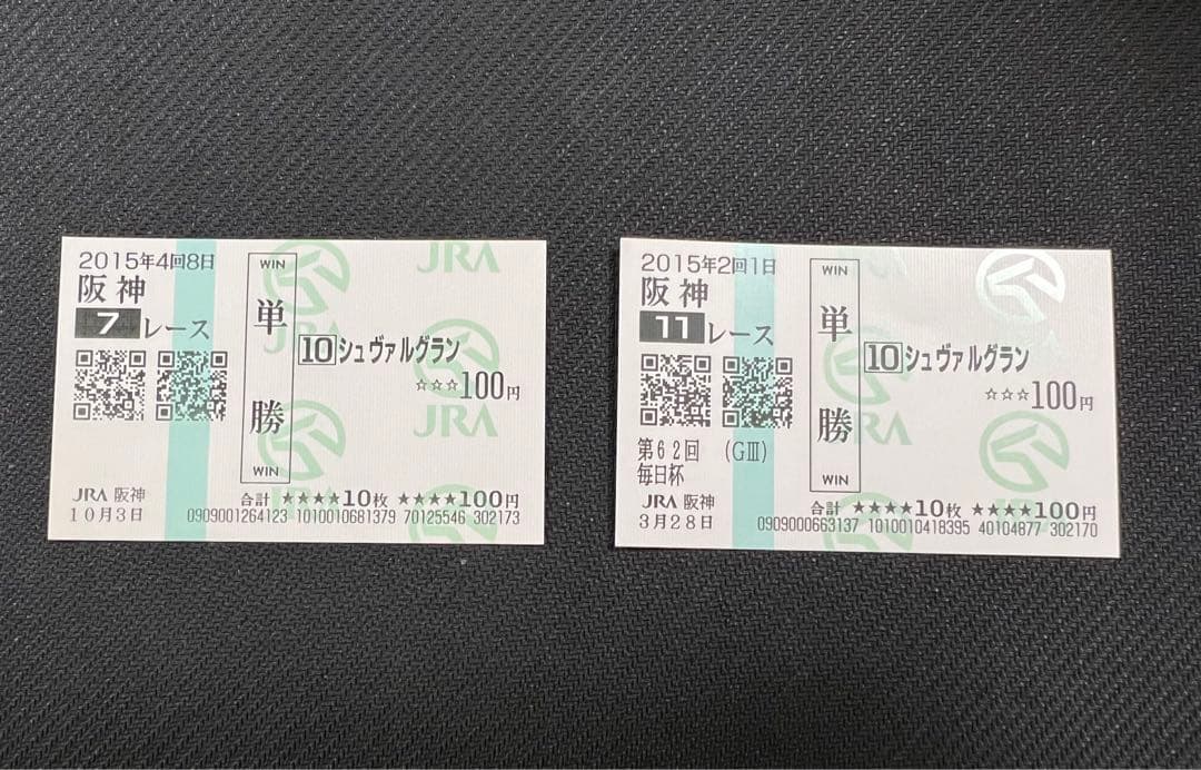 ◎シュヴァルグラン　現地単勝馬券　毎日杯・自己条件レース単勝的中馬券◎