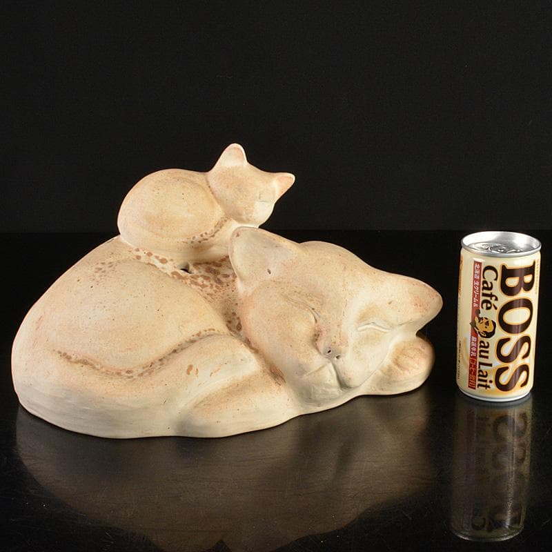 備前焼　古備前　白備前　猫　置物　M　R7151