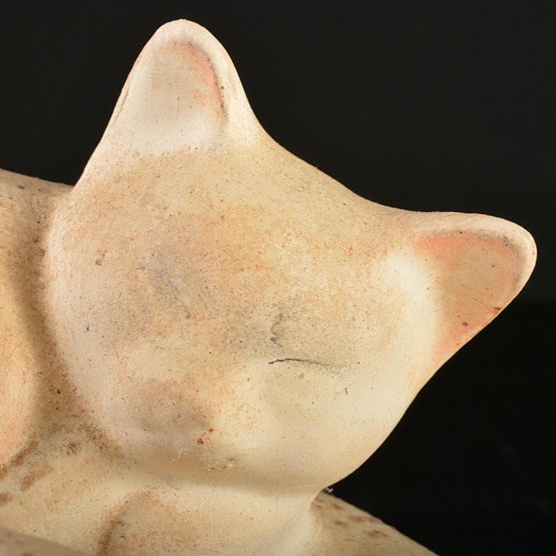 備前焼　古備前　白備前　猫　置物　M　R7151