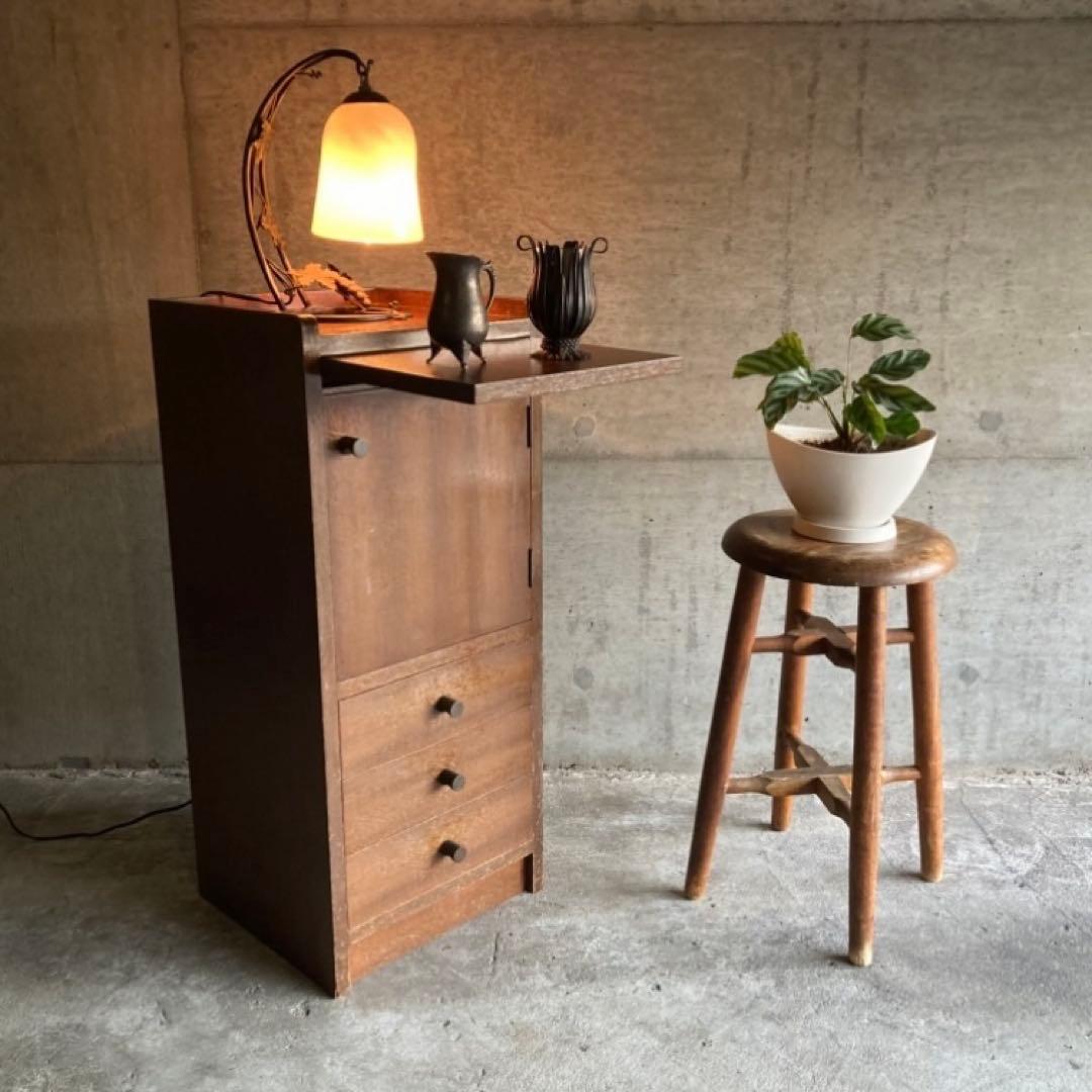 サイドテーブル キャビネット チェスト ラック 電話台 棚 木製 昭和 レトロ