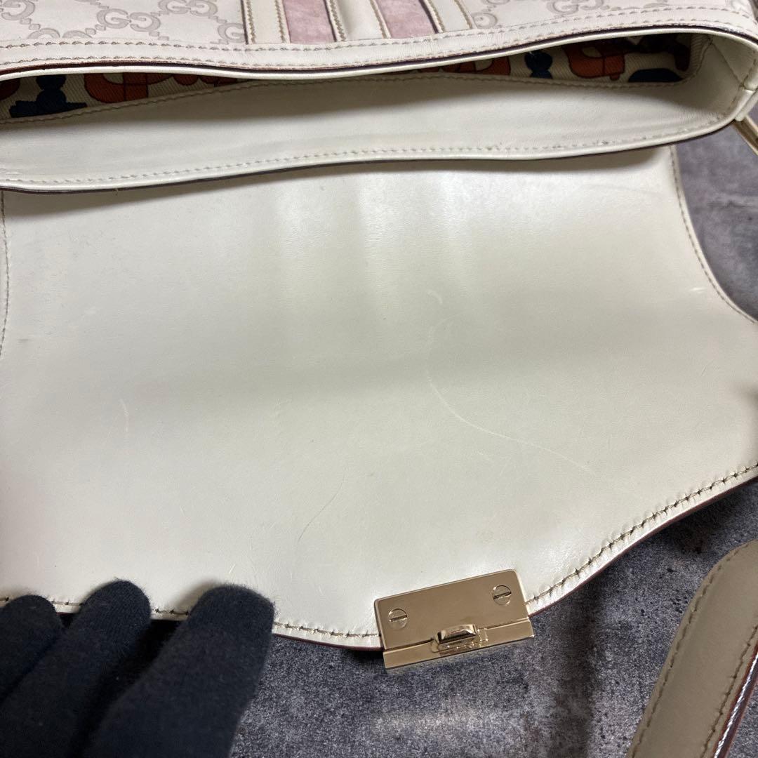 GUCCI シマ スエード レザー GG柄バッグ