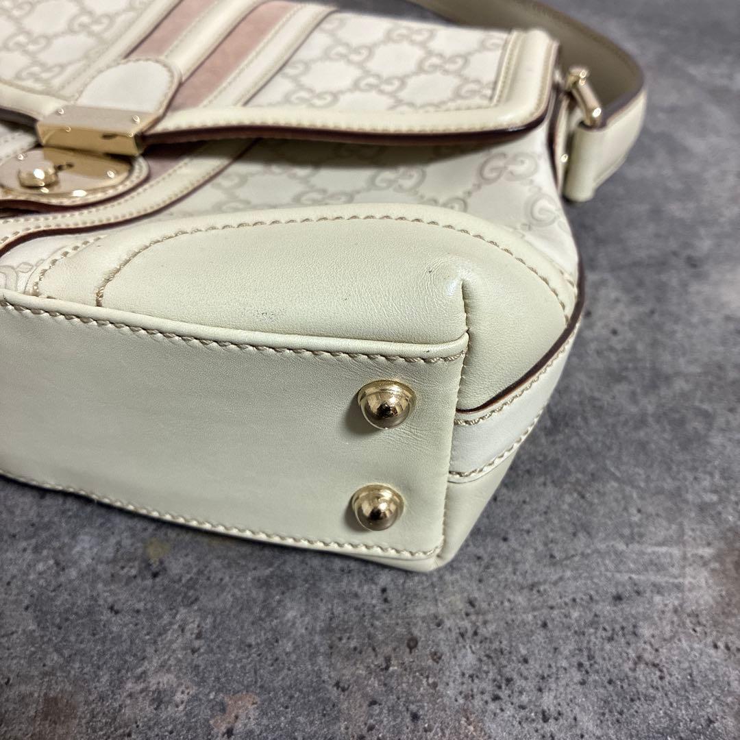 GUCCI シマ スエード レザー GG柄バッグ