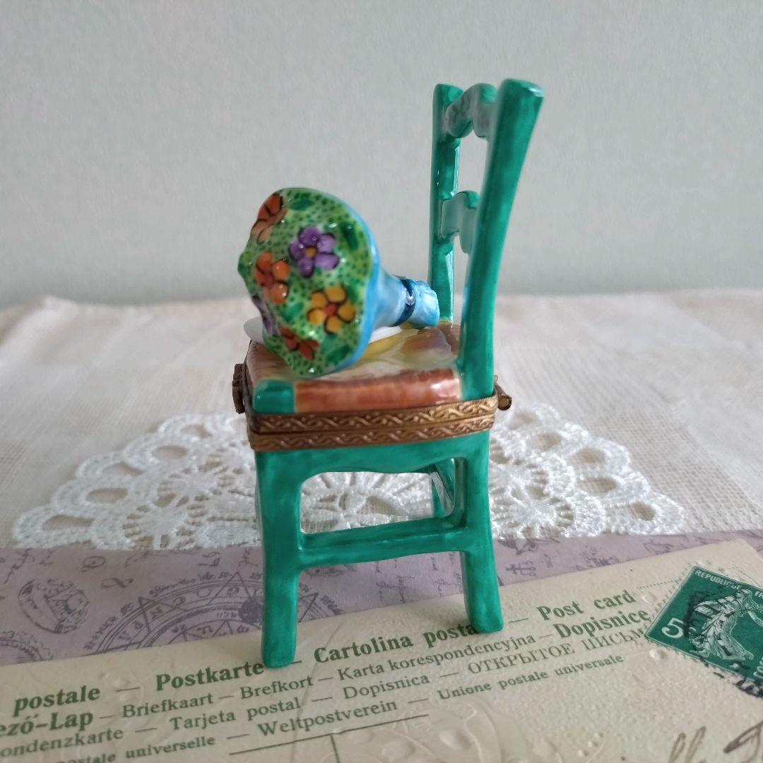 リモージュボックス　猫　ネコ　椅子　花束　ブーケ　手紙　フランス製　ヴィンテージ