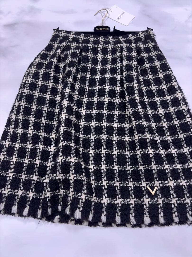 最終値下　VALENTINO ツイードチェック柄　膝丈　スカート