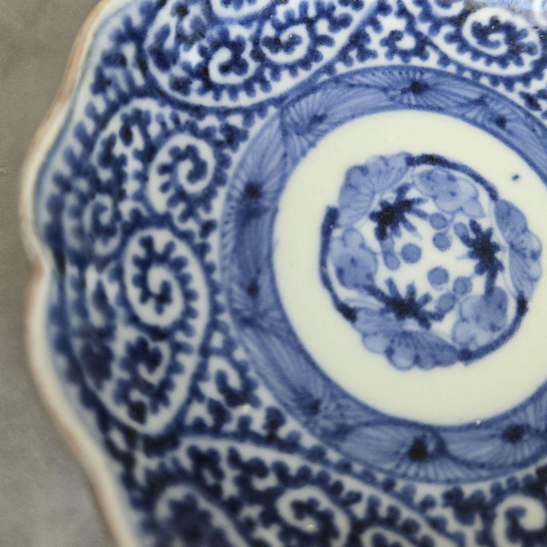 古伊万里　染付　蛸唐草　小皿　豆皿　江戸時代　骨董　金継ぎ　アンティーク