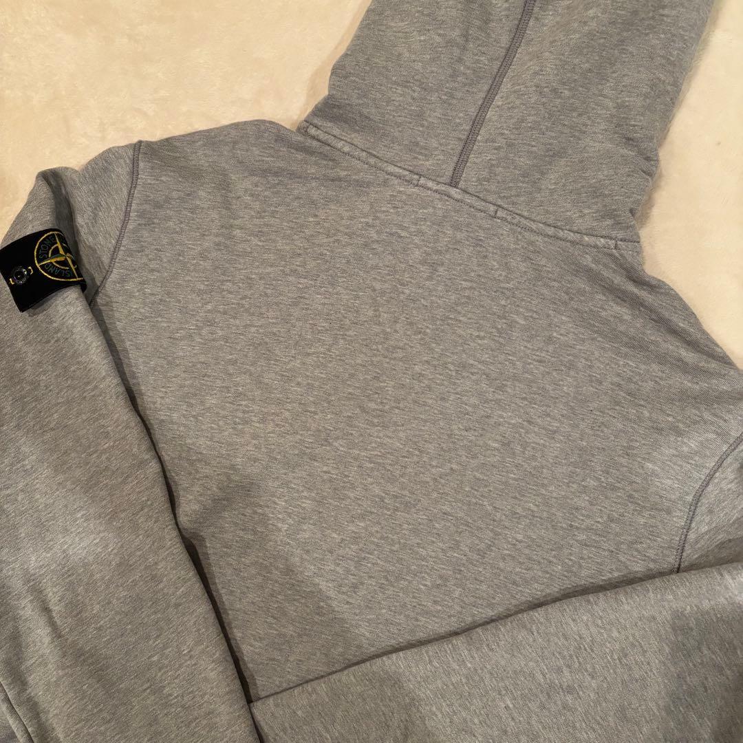【美品】STONE  ロゴパッチ付きスウェットパーカー グレー XL