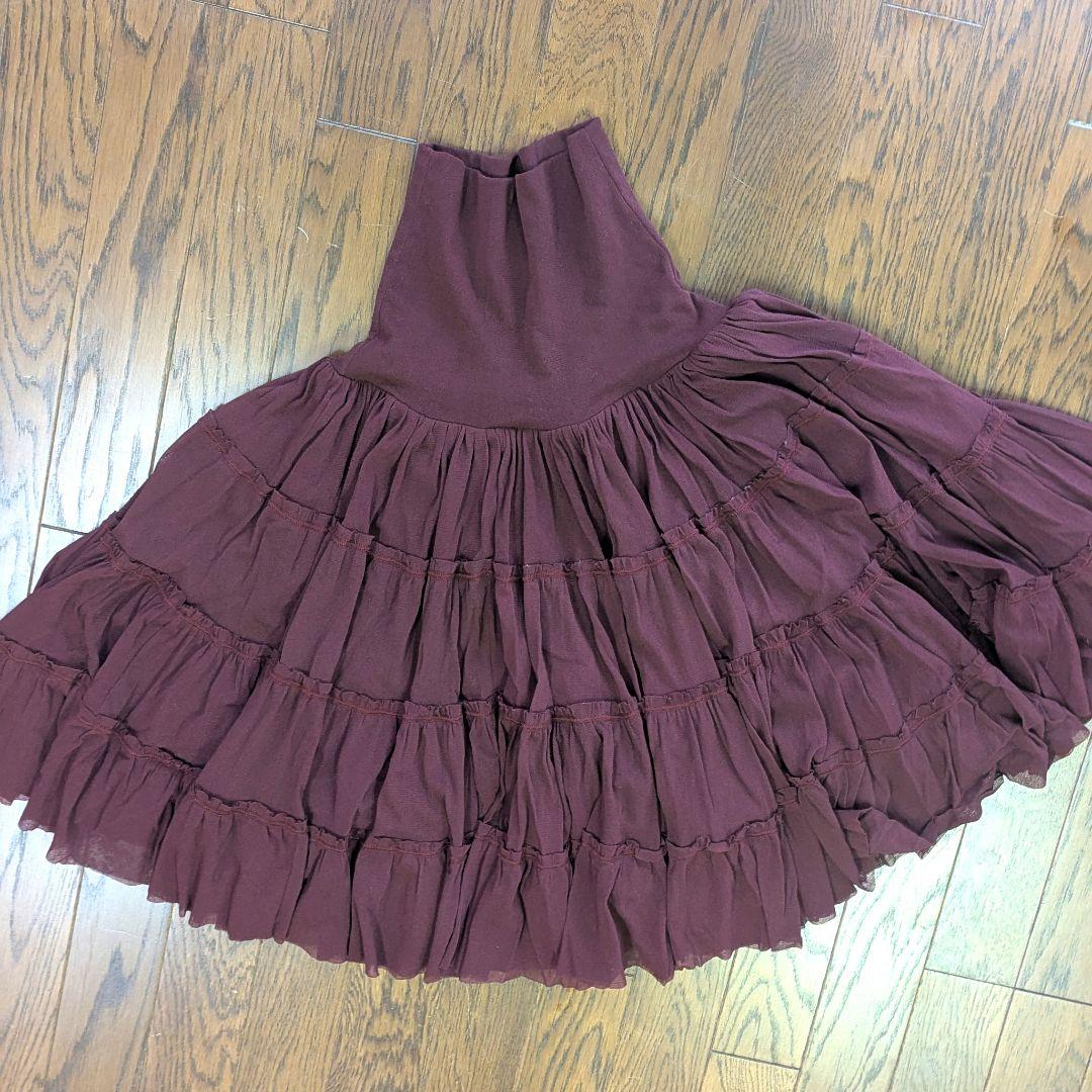 ジャンポール・ゴルチエソレイユ　ティアードスカート　フレアスカート　パワーネット