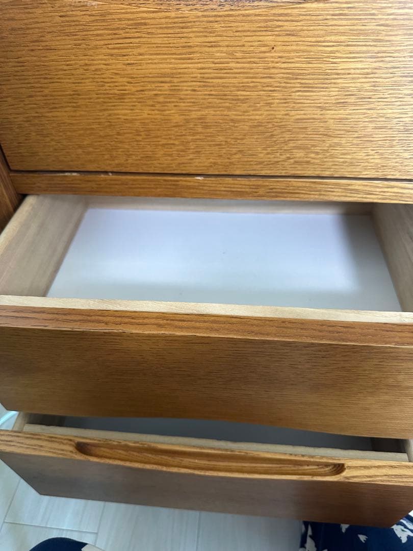 木目調 引き出し付きキャビネット