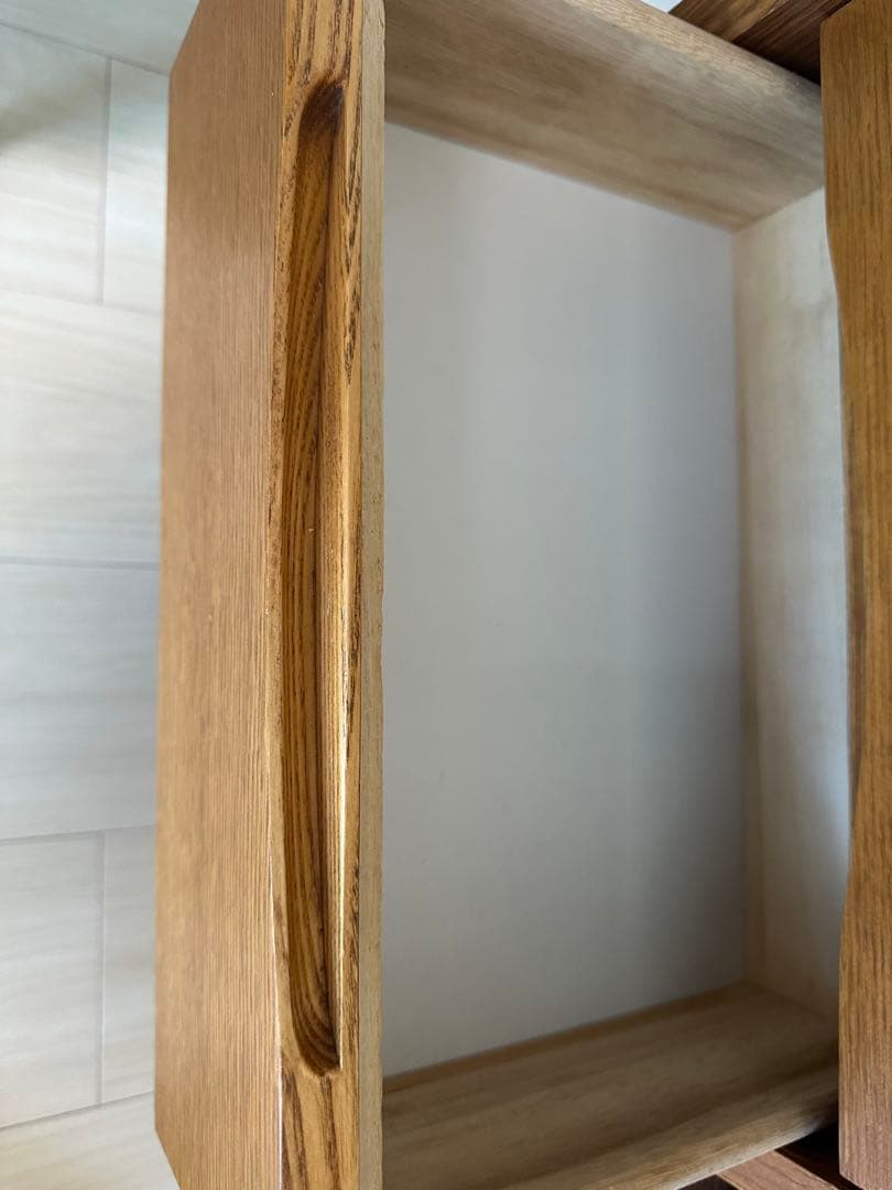 木目調 引き出し付きキャビネット