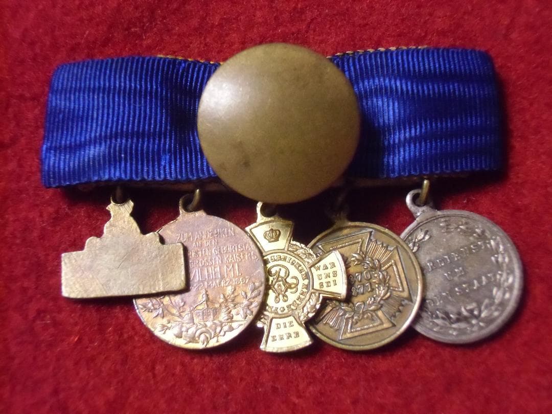 Ｗ帝政ドイツ軍/プロイセン王国＊５連ミニチュア襟用勲章（実物）
