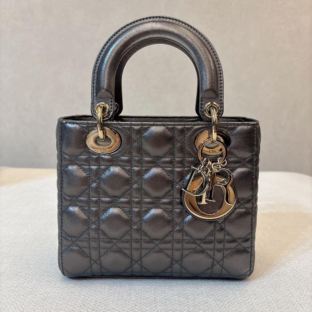 DIOR レディディオールスモール Lady Dior グレー バッグ