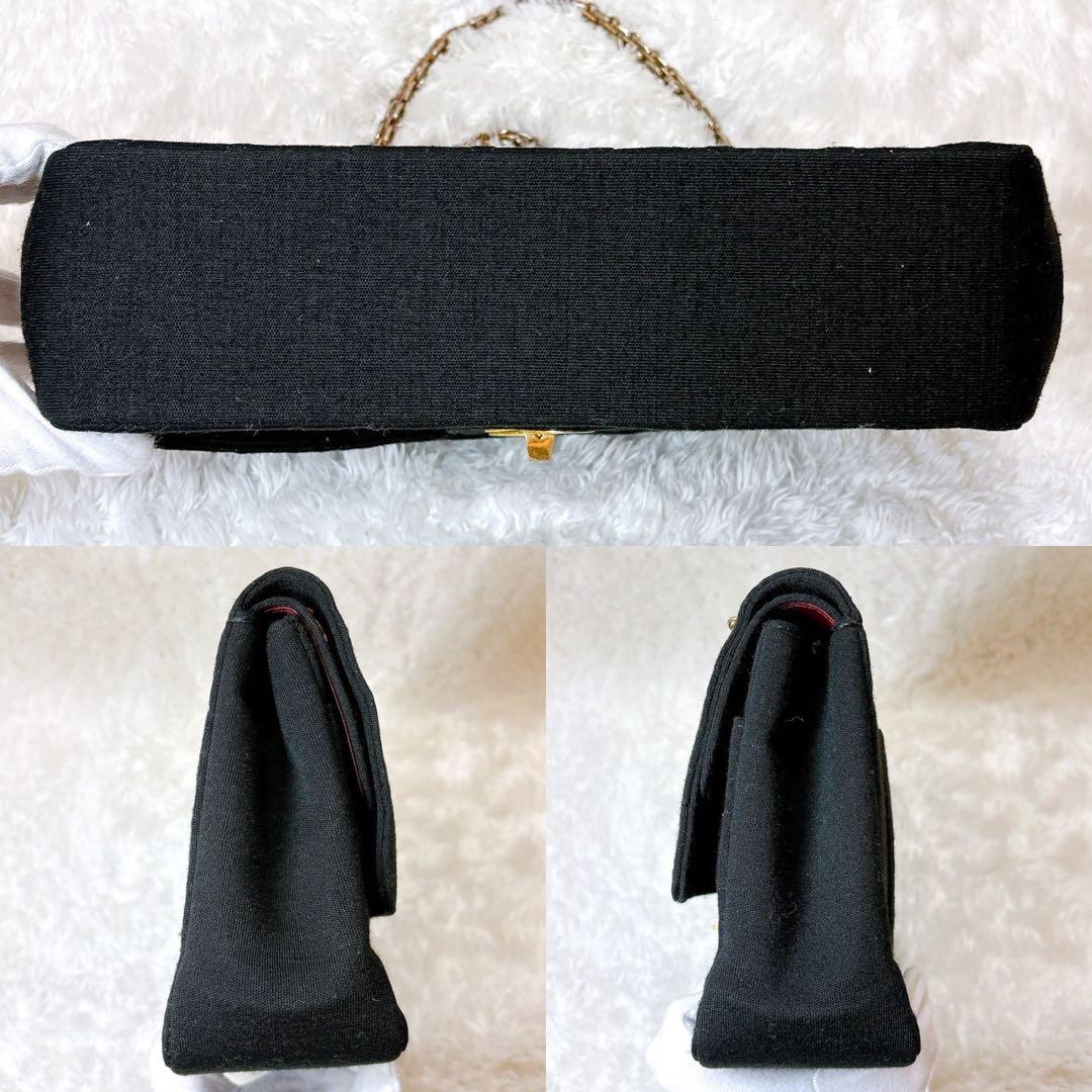 CHANEL✨【美品】レザー　マトラッセ　コットン　ショルダーバッグ　ラムスキン