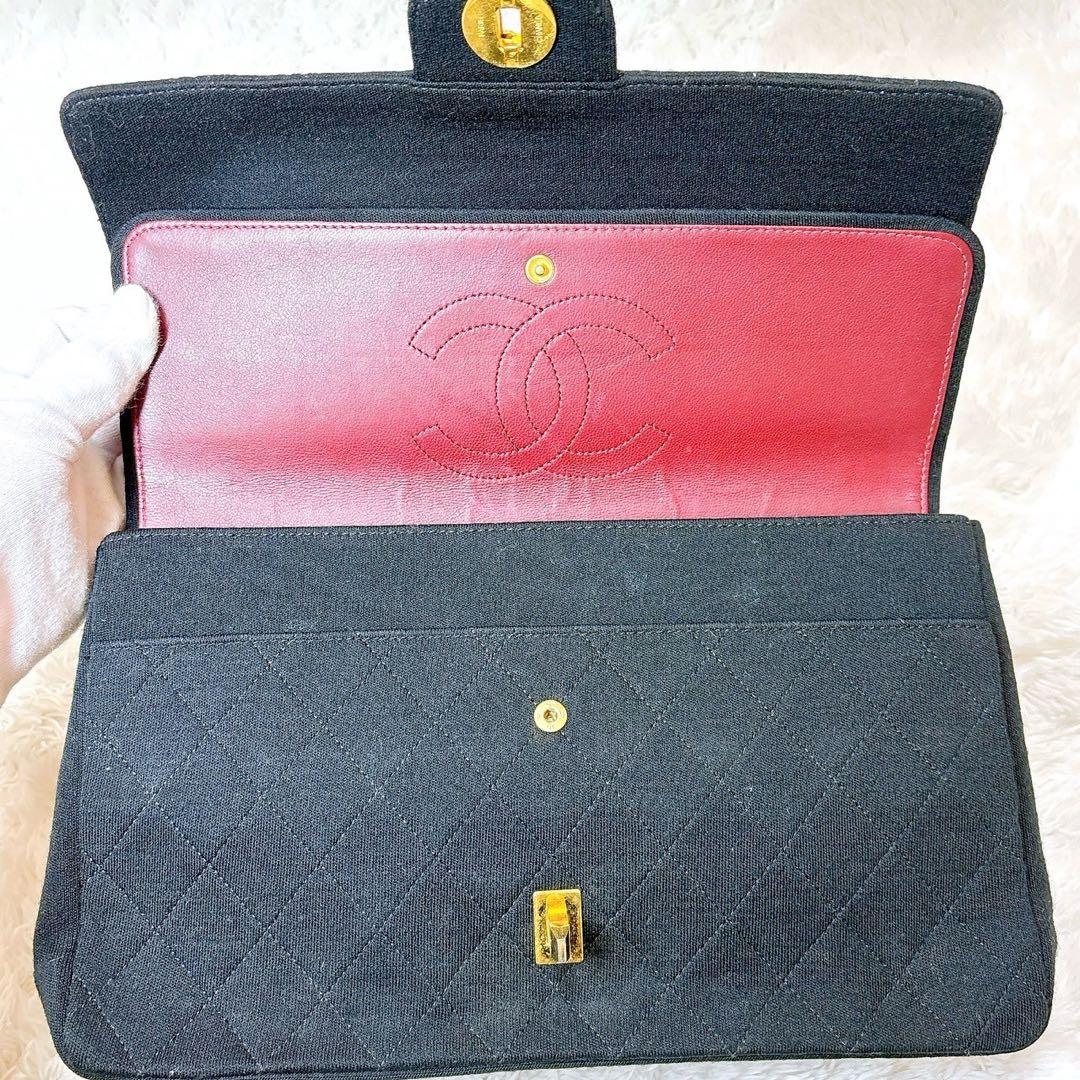 CHANEL✨【美品】レザー　マトラッセ　コットン　ショルダーバッグ　ラムスキン