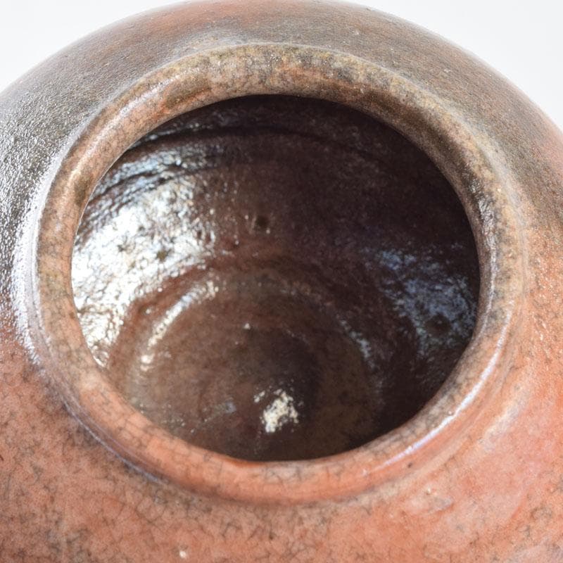 茶道具　一休庵　中村道年造　赤楽茶入　仕覆付　共箱　N　8700