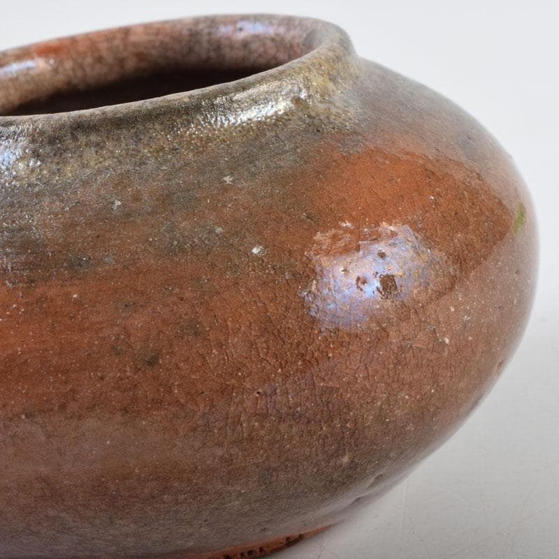 茶道具　一休庵　中村道年造　赤楽茶入　仕覆付　共箱　N　8700