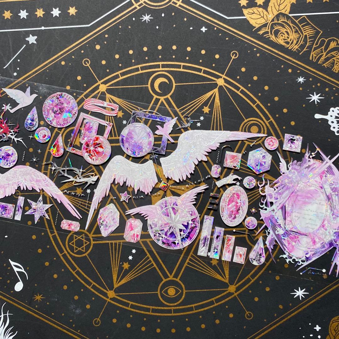 【9214】海外　マステ　中古巻　貝殻光マスキングテープ　宝石　翼　装飾系