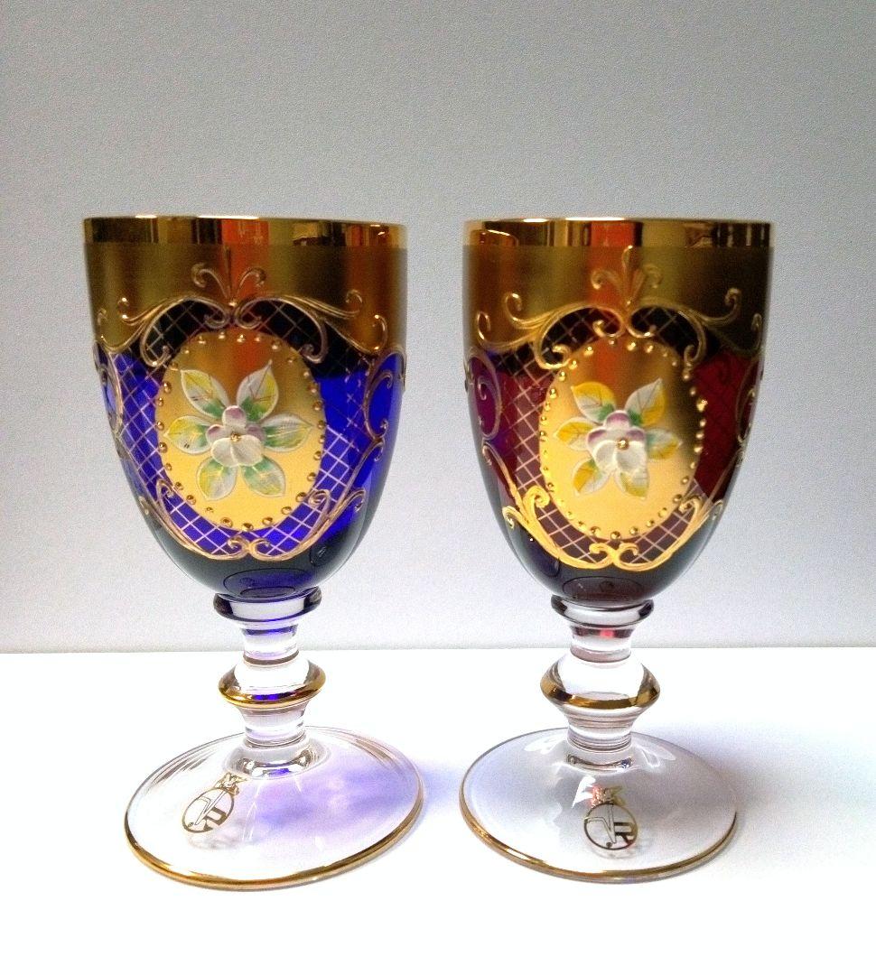 【 未使用・美品 】ラグーナムラノ ベネチアングラス 24金 金彩 ペアグラス