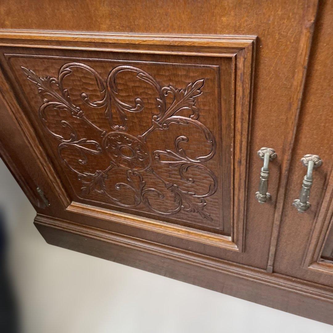 アンティーク　木製ガラス扉キャビネット　本棚　飾り棚　箪笥　書棚　昭和レトロ