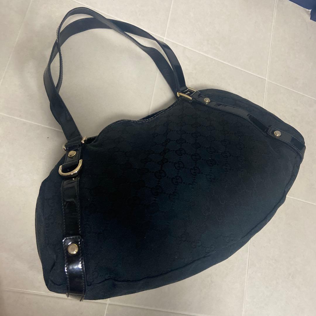 Gucci ♡ショルダーバッグ 黒 キャンバス/レザー♡アビーライン♡