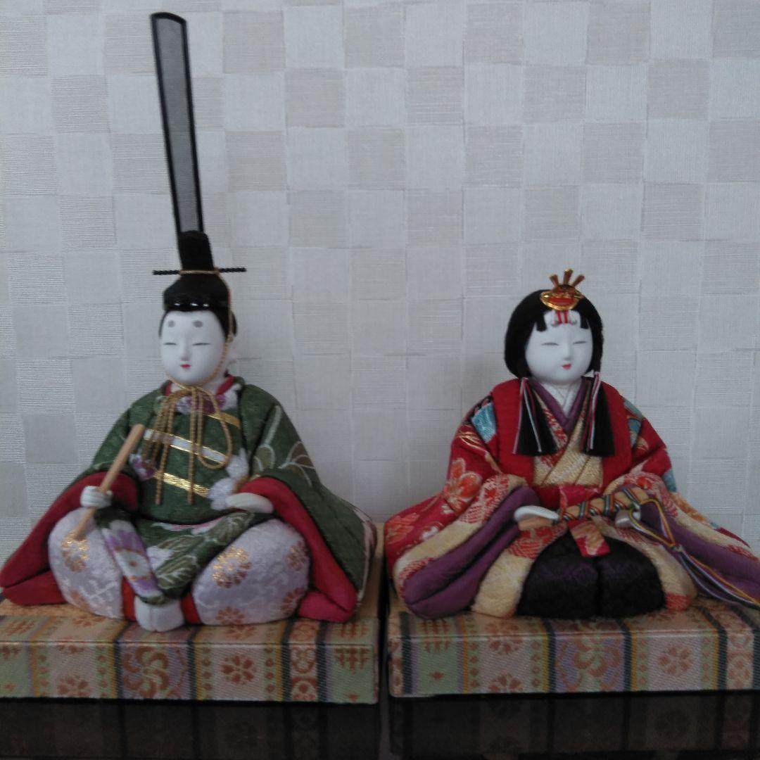 キ*ン様 江戸木目込み人形　雛人形　親王飾り　飾り台ケース付き