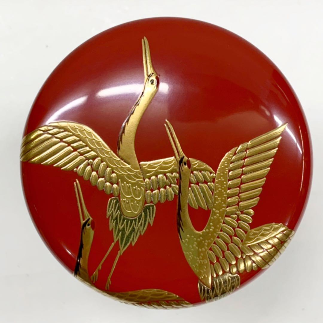 【大棗　朱鶴蒔絵】高蒔絵　内銀　市川準斎