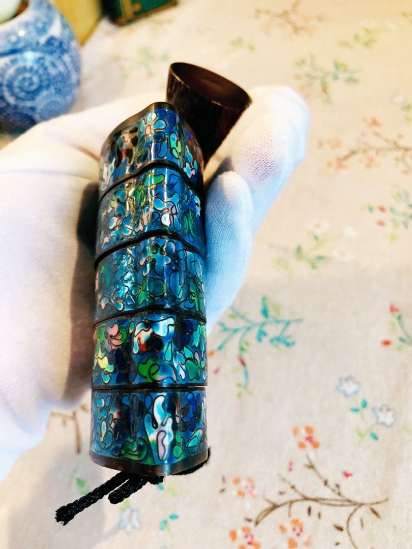 七宝焼 印籠　小物入　根付け