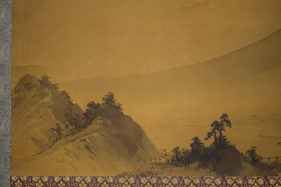 模写/横山大観/富士山之図/富士山水図/横物/大幅/布袋屋掛軸HI-658