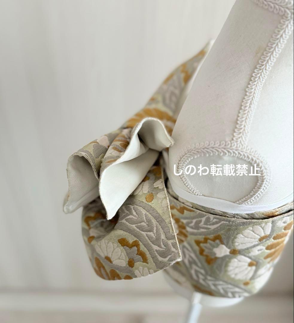 正絹　七五三作り2部式　シルバー×ゴールド　華文模様　5-7歳向け