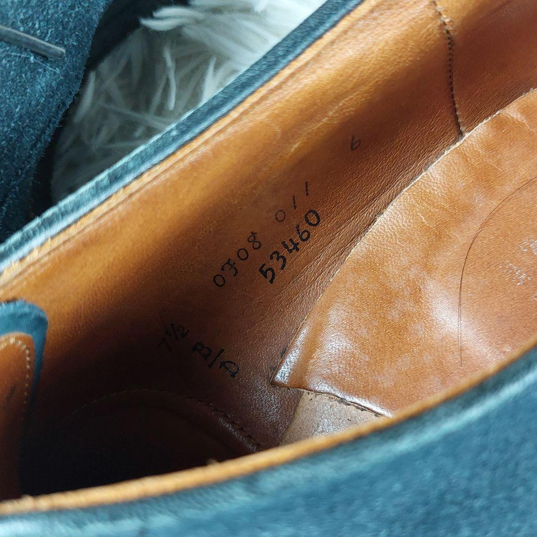 箱付き Alden モディファイドラスト スウェード プレーントゥ革靴 ネイビー