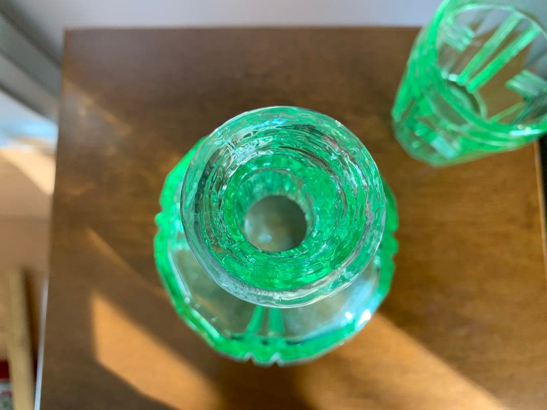 アンティーク　ウランガラス　デキャンタ　グラス