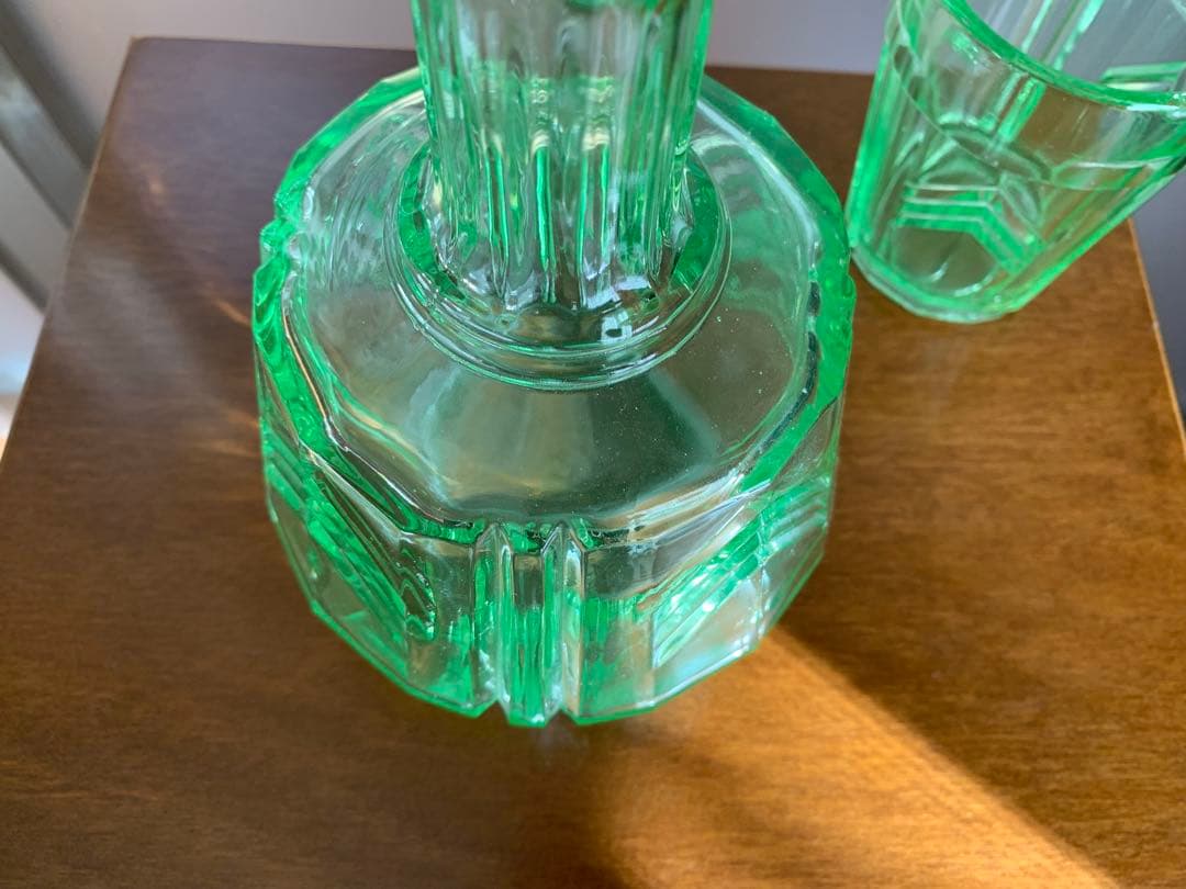 アンティーク　ウランガラス　デキャンタ　グラス