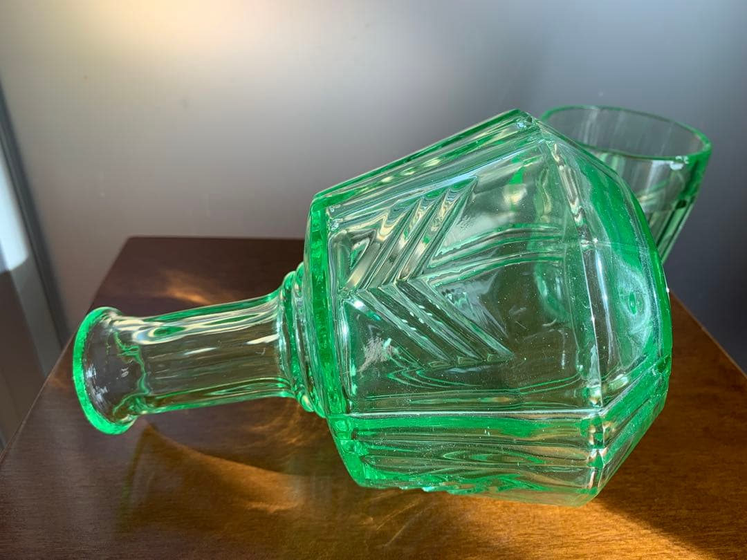 アンティーク　ウランガラス　デキャンタ　グラス