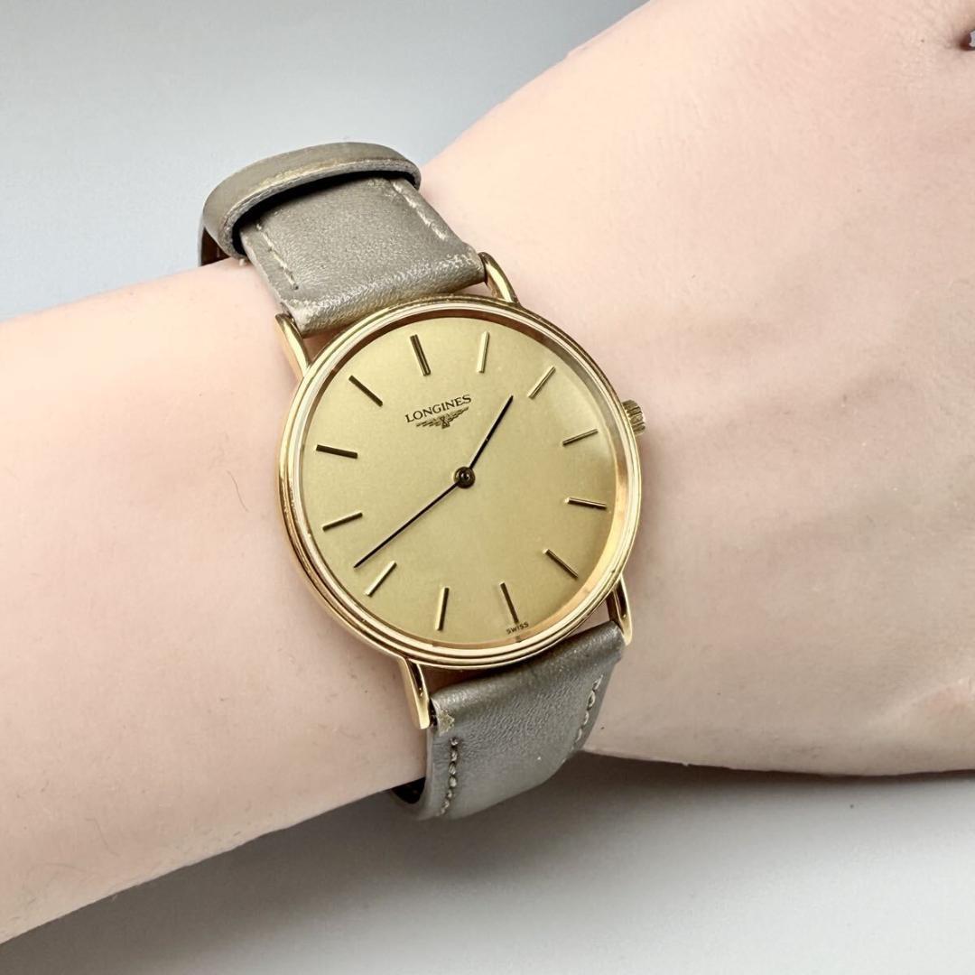 美品 メンズ【新品電池稼働】ロンジン 腕時計 クォーツ ゴールド文字盤 純正尾錠