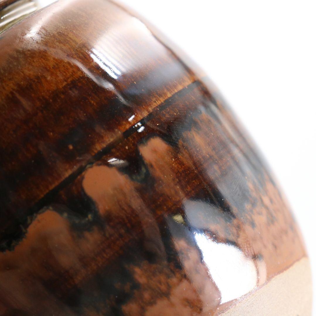 高取喜恵作 高取焼 肩衝茶入 仕覆付 茶道具 共箱共布　V864　N6