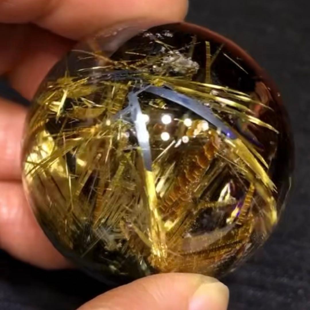 超絶綺麗✨40mm ゴールドタイチンルチルクォーツ　丸玉　スフィア　金針水晶