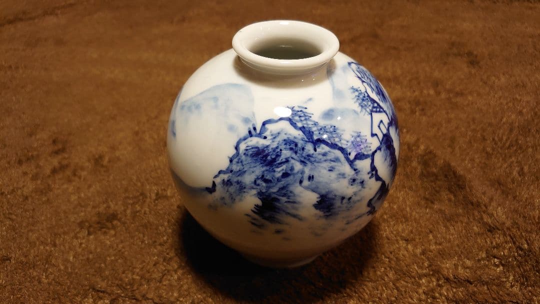 李朝　古染付　染付　古伊万里　伊万里　小壺　山水　１客