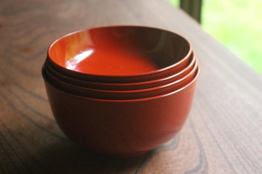 デッドストック！極上朱漆の美しい小丸椀（検輪島塗四つ椀懐石道具蒔絵椀