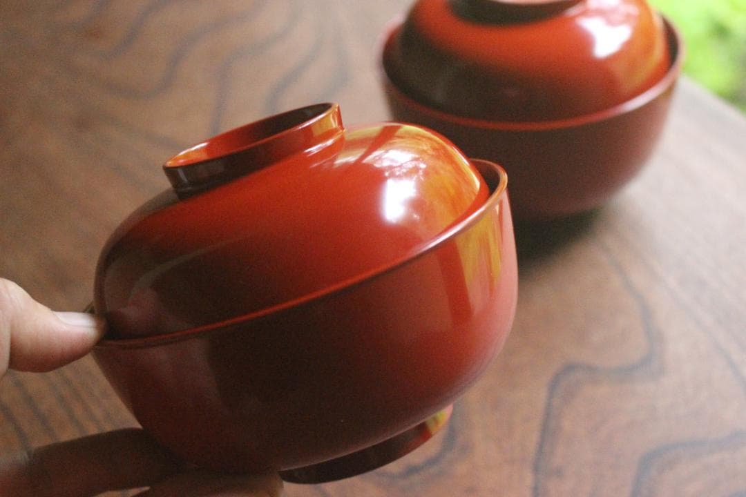 デッドストック！極上朱漆の美しい小丸椀（検輪島塗四つ椀懐石道具蒔絵椀