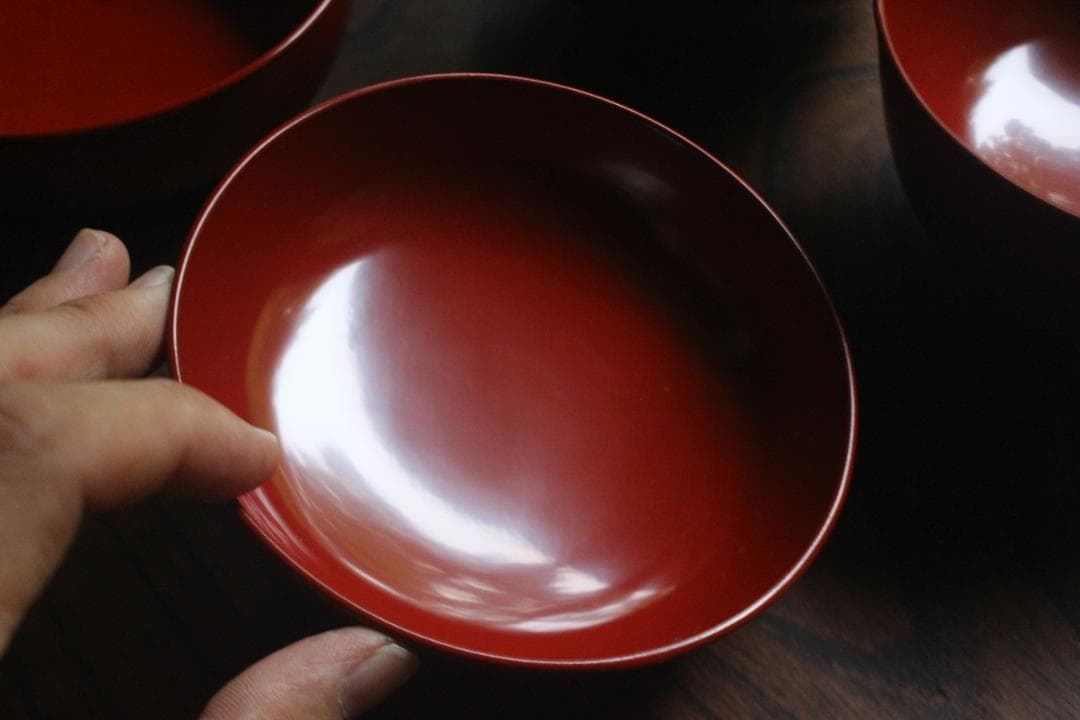 デッドストック！極上朱漆の美しい小丸椀（検輪島塗四つ椀懐石道具蒔絵椀
