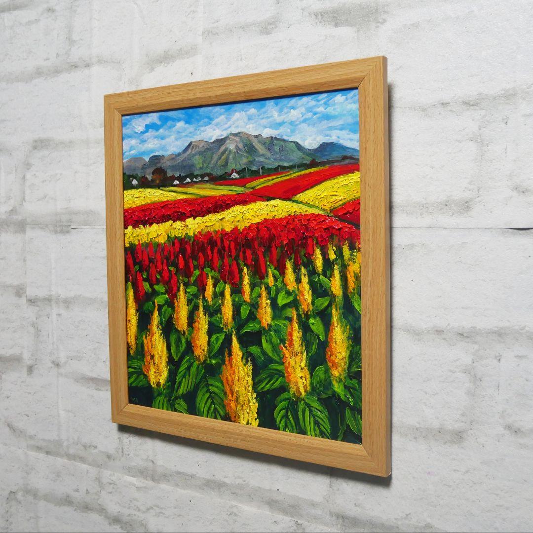 【秋日和のケイトウ】絵画 油彩 油彩画 絵 油絵