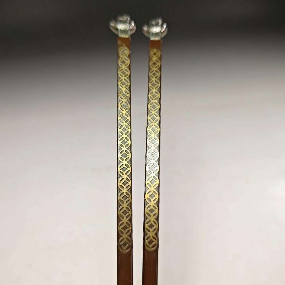 ウ213 火箸『金工師　木村清五郎』『鳥頭七宝金象嵌火箸　共箱』茶道具