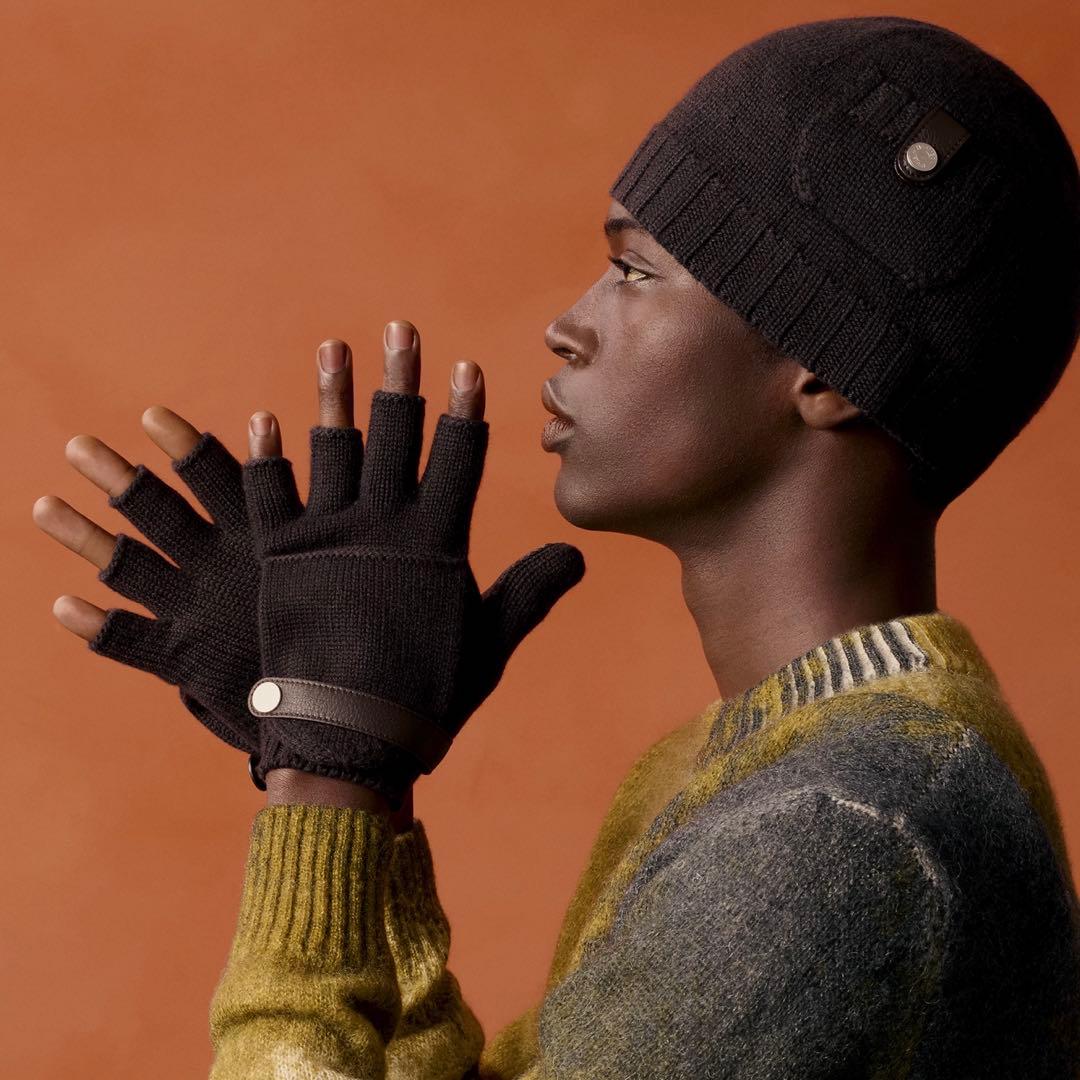 美品　HERMES エルメス　リオネル　カシミヤニットグローブ　サイズS