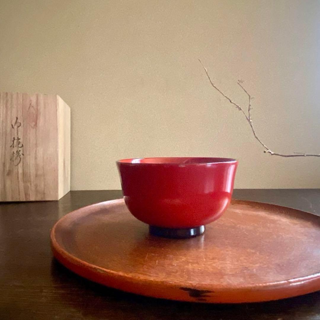 会津塗　漆器　吸物椀　5客揃　共箱付　天然木