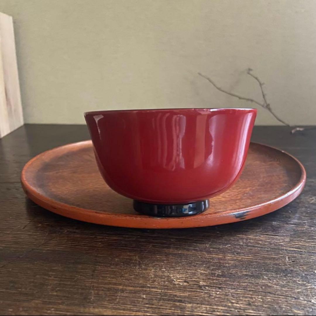 会津塗　漆器　吸物椀　5客揃　共箱付　天然木