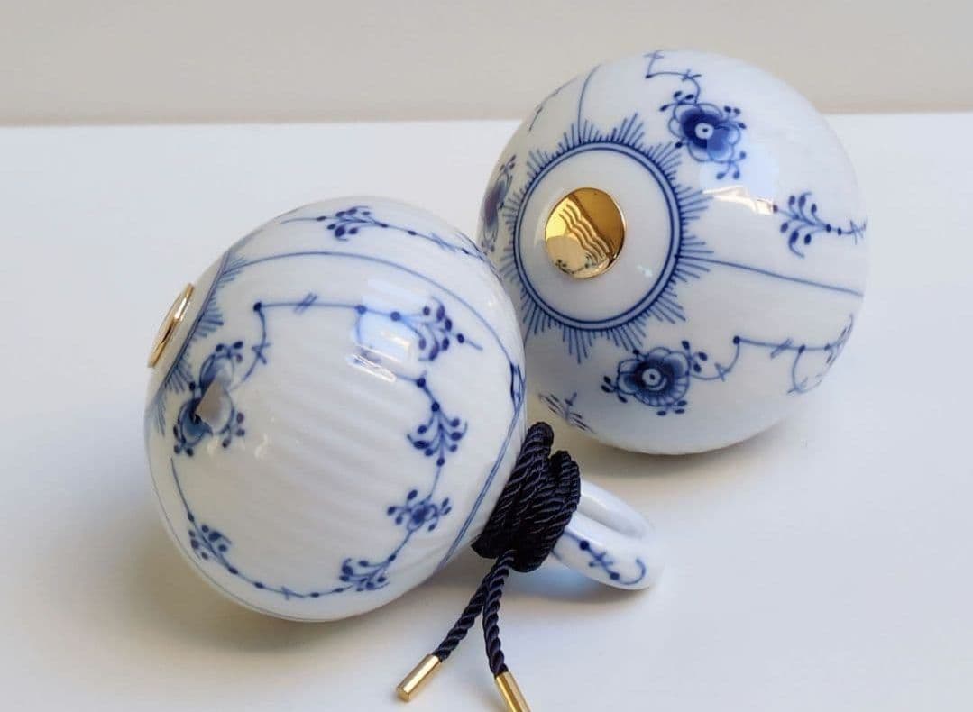 ロイヤルコペンハーゲン　ブルーフルーテッド プレイン クリスマスオーナメント２個