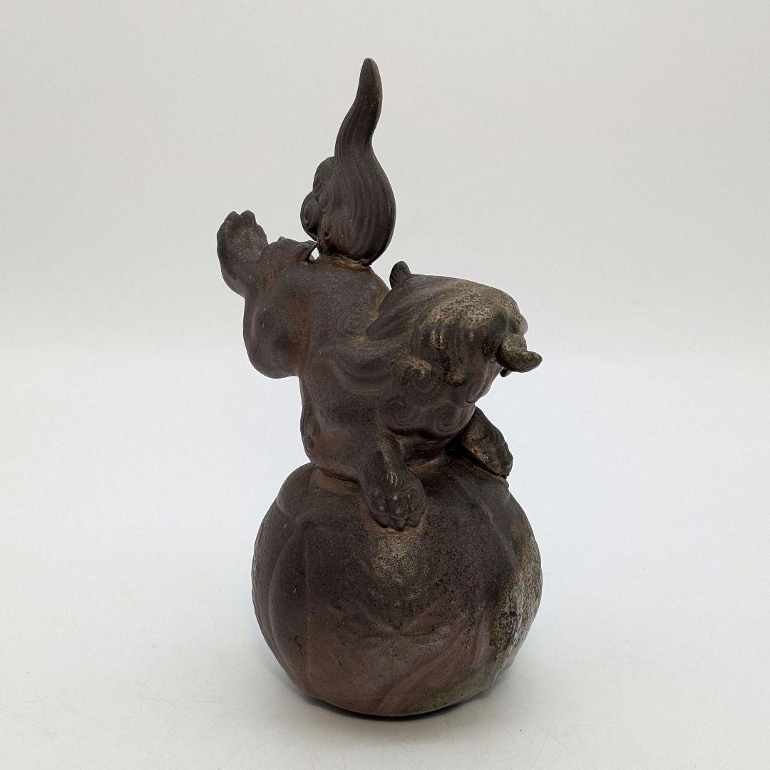 陶正園 備前焼 獅子置物 跳獅子 玉乗り獅子 縁起物 インテリア 魔除け 厄除け