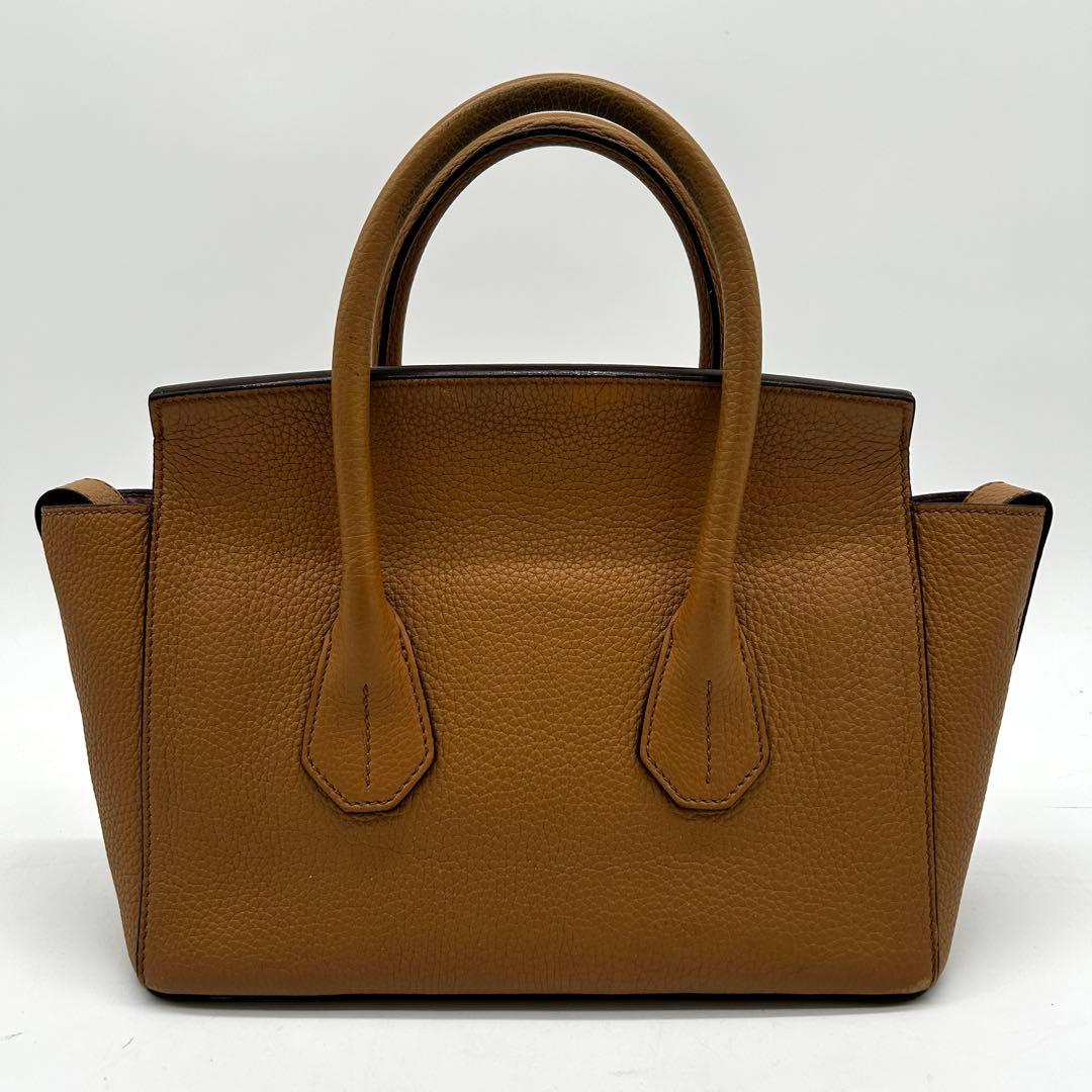 【美品】バリー ソメット ハンドバッグ フラップ レザー シボ革 ブラウン