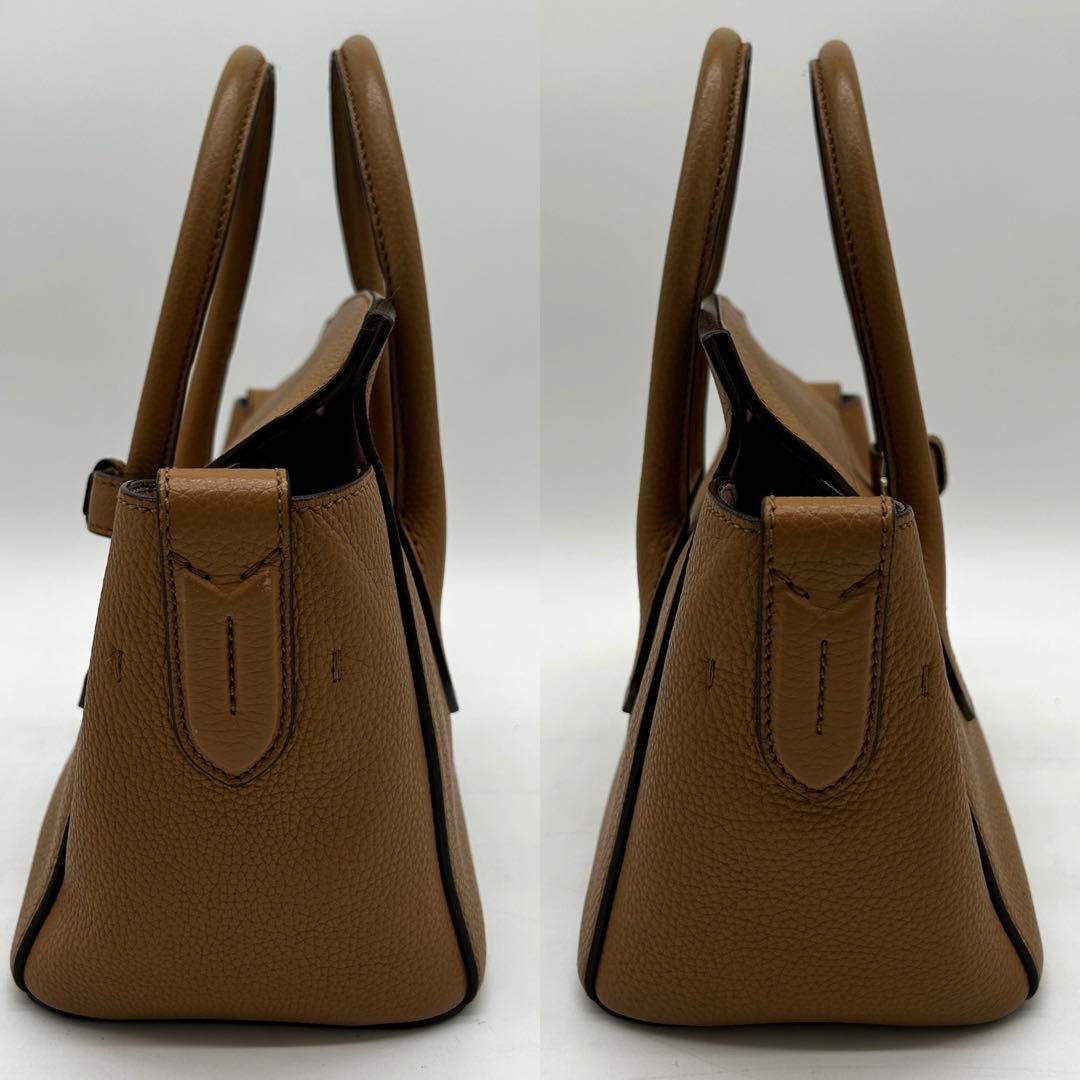 【美品】バリー ソメット ハンドバッグ フラップ レザー シボ革 ブラウン