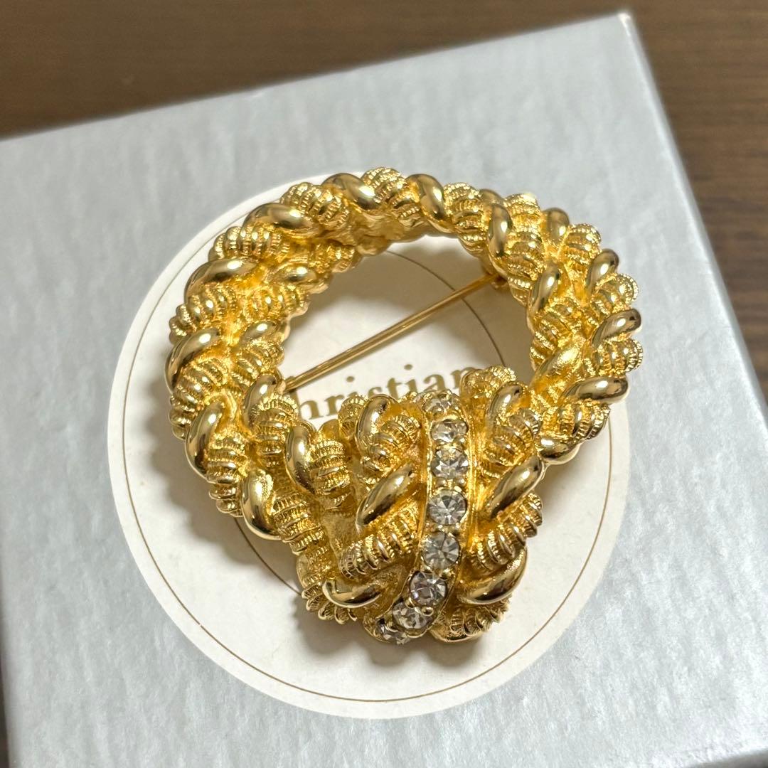 ［未使用級］DIOR ロープ　ラインストーン　ツイスト　ブローチ　ドイツ製