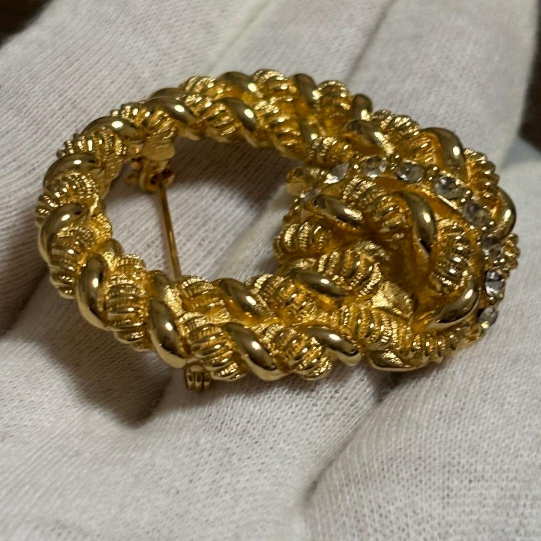 ［未使用級］DIOR ロープ　ラインストーン　ツイスト　ブローチ　ドイツ製